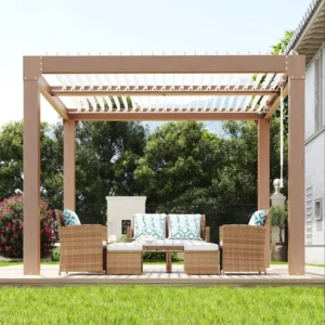 Adjustable Roof & Integrated Drainage - Aluminum Louvered Pergola Gazebo - Reinforced Frame